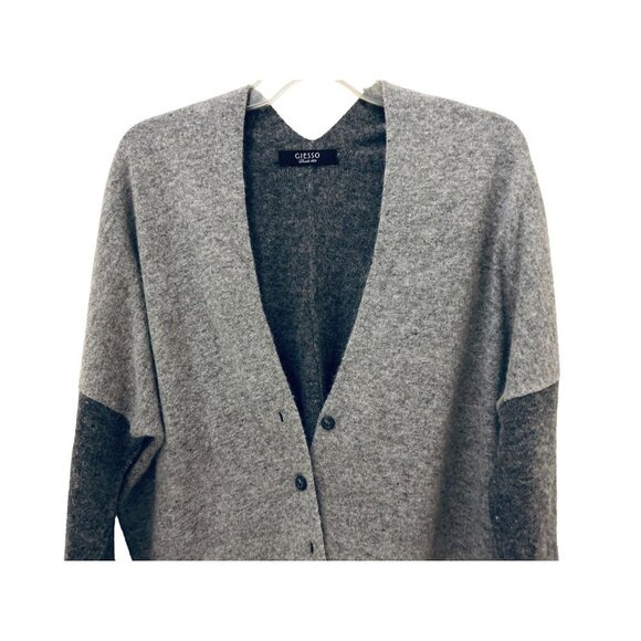 GIESSO Color-block Oversized Normcore Cardigan Light Dark Gray - Picture 2 of 8